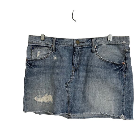 GAP Dresses & Skirts - Gap Distressed Womens Blue Denim Mini Skirt Size 29/8 Boho Grunge Festival